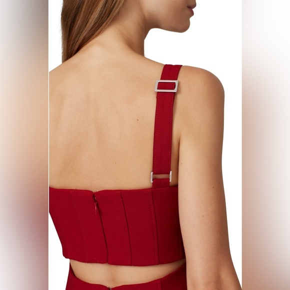 CINQ A SEPT DAKOTA DRESS - Red Cutout Cocktail Party Bodycon Midi Dress Size 2 - Picture 3 of 9